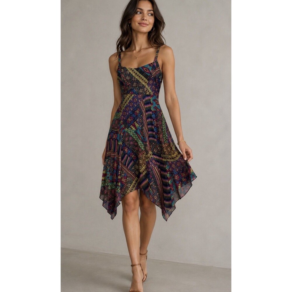 SIGNATURE By ROBBIE BEE  Geometric Artsy Colorful Sundress Size 12 ￼